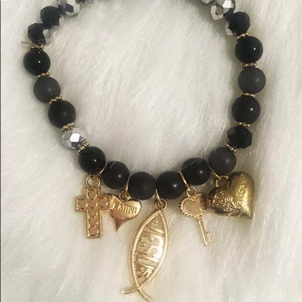 1 LEFT!!! Black Gold Jesus Pieces Bracelet